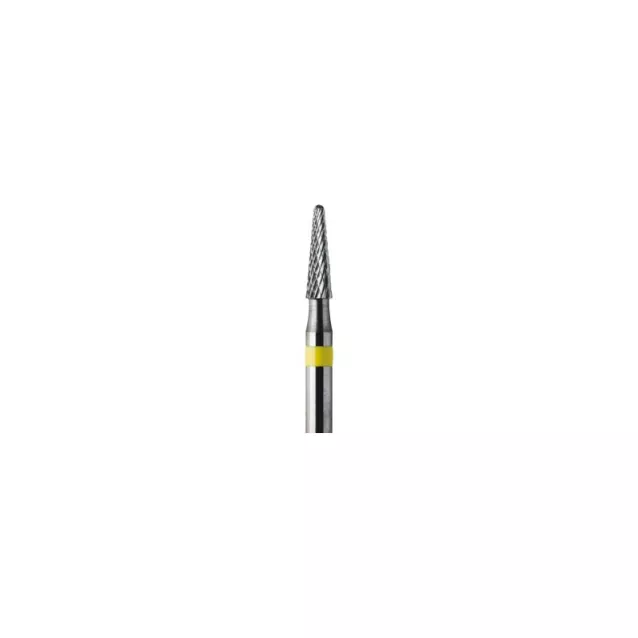 Fraises  Tungstène Pm Bague Jaune Denture 30 Cylindro-Conique Bout Rond - Edenta - 10-530