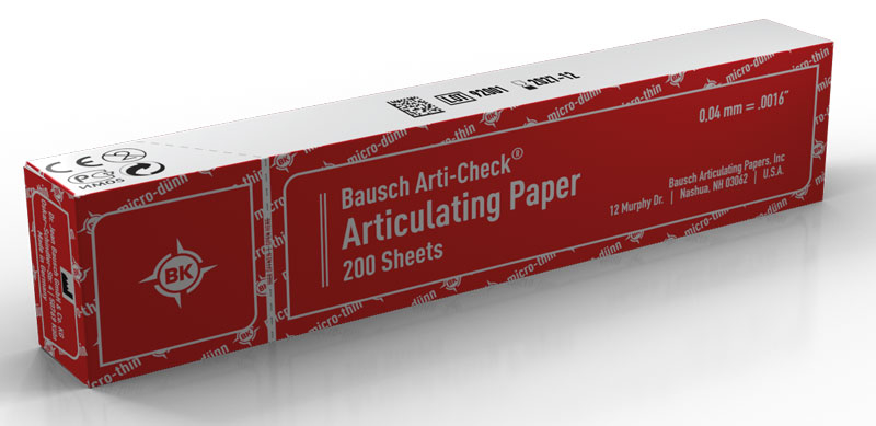 Papier à articuler de qualité supérieure Patterson® - Mince, 63 µm,  rouge/bleu, 12 feuilles/livret, 12 livrets/boîte